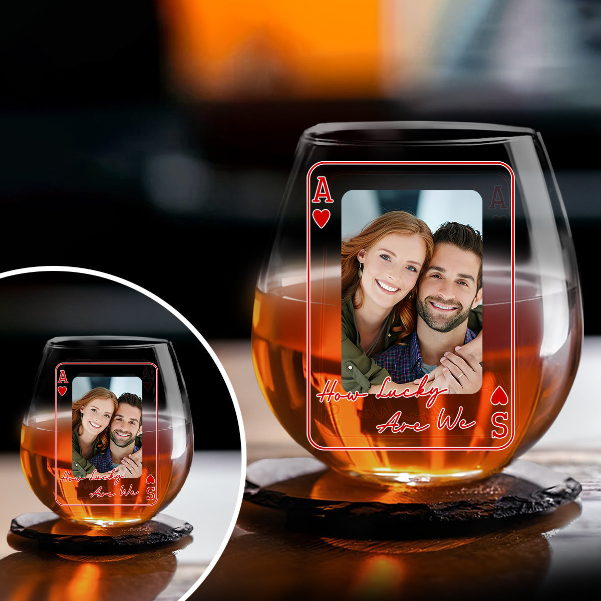 How Did I Get So Lucky - Personalized Wine Glass