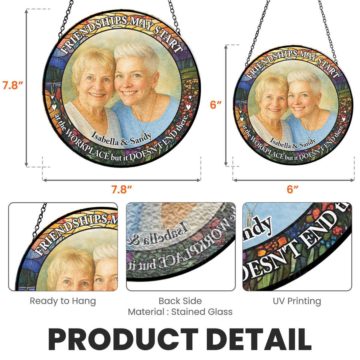 Custom Photo Best Friend Hanging Decor, Friendship Birthday Gifts • Soulmate Besties - Personalized Window Hanging Suncatcher