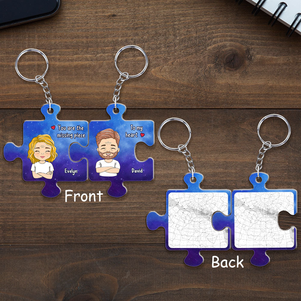 Star Map The Missing Piece - Personalized Couple Acrylic Keychain