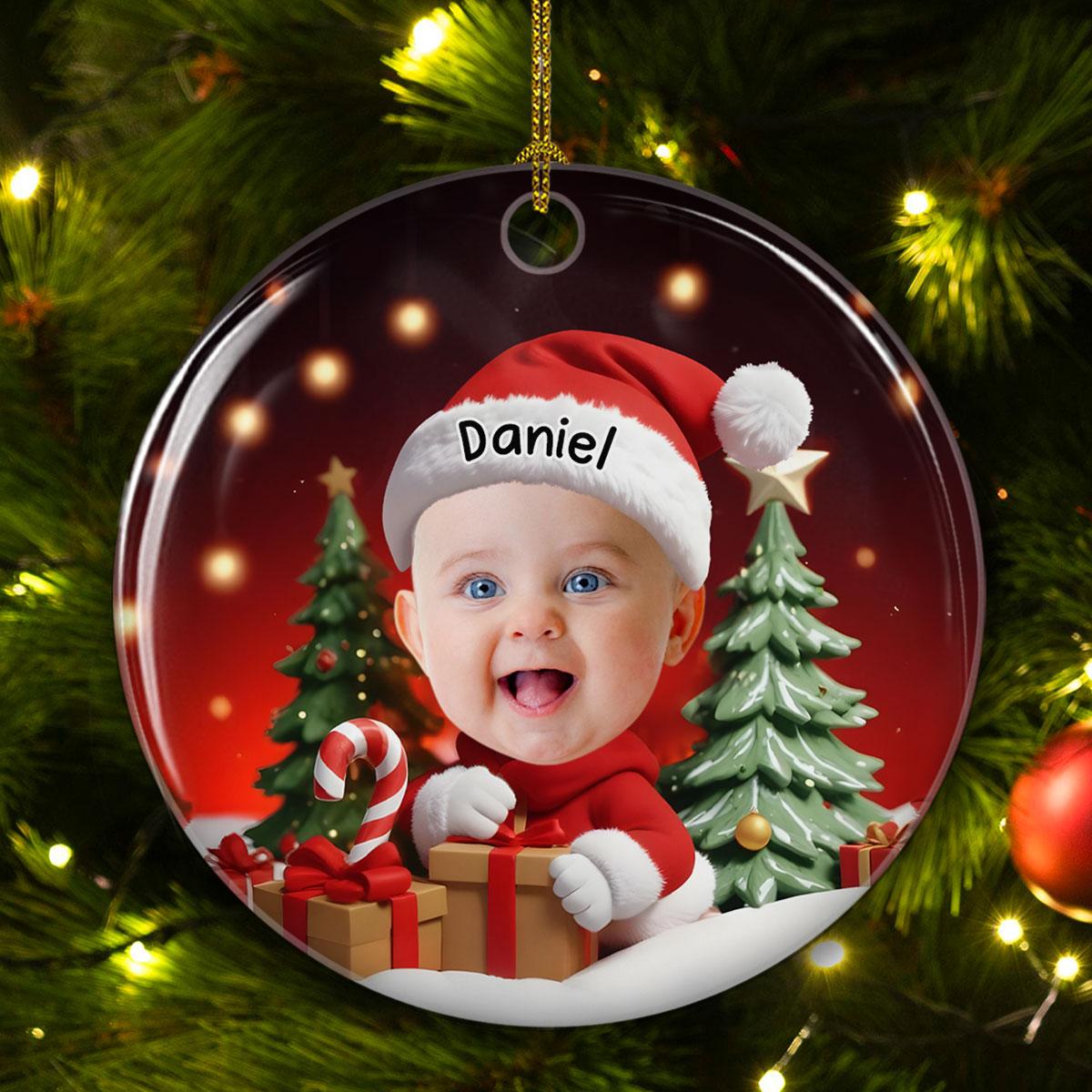 Custom Photo Baby Christmas Ornament for New Parents • Christmas Baby - Personalized Ceramic Ornament