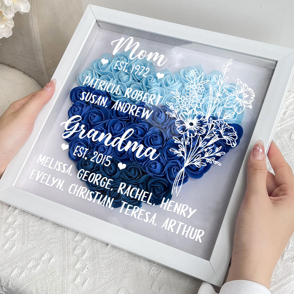 First Mom Now Grandma - Personalized Flower Shadow Box
