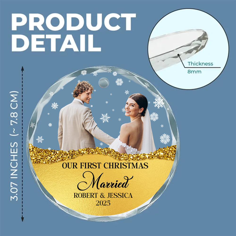 Custom Photo Couple Christmas Ornament, Anniversary Gift • The Year We Became - Personalized Glass Ornament