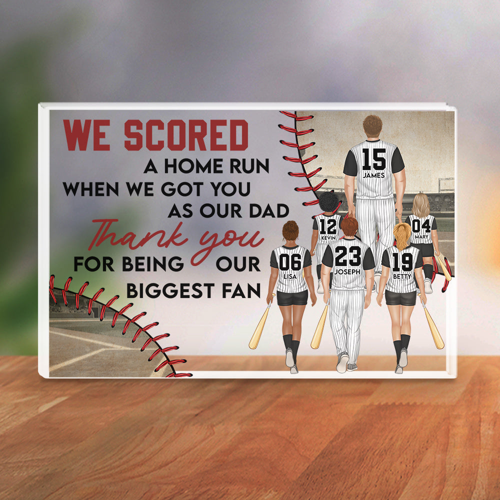 Custom Father's Day Decor, Gift for Dad & Grandpa • I Scored A Home Run - Personalized Acrylic Plaque