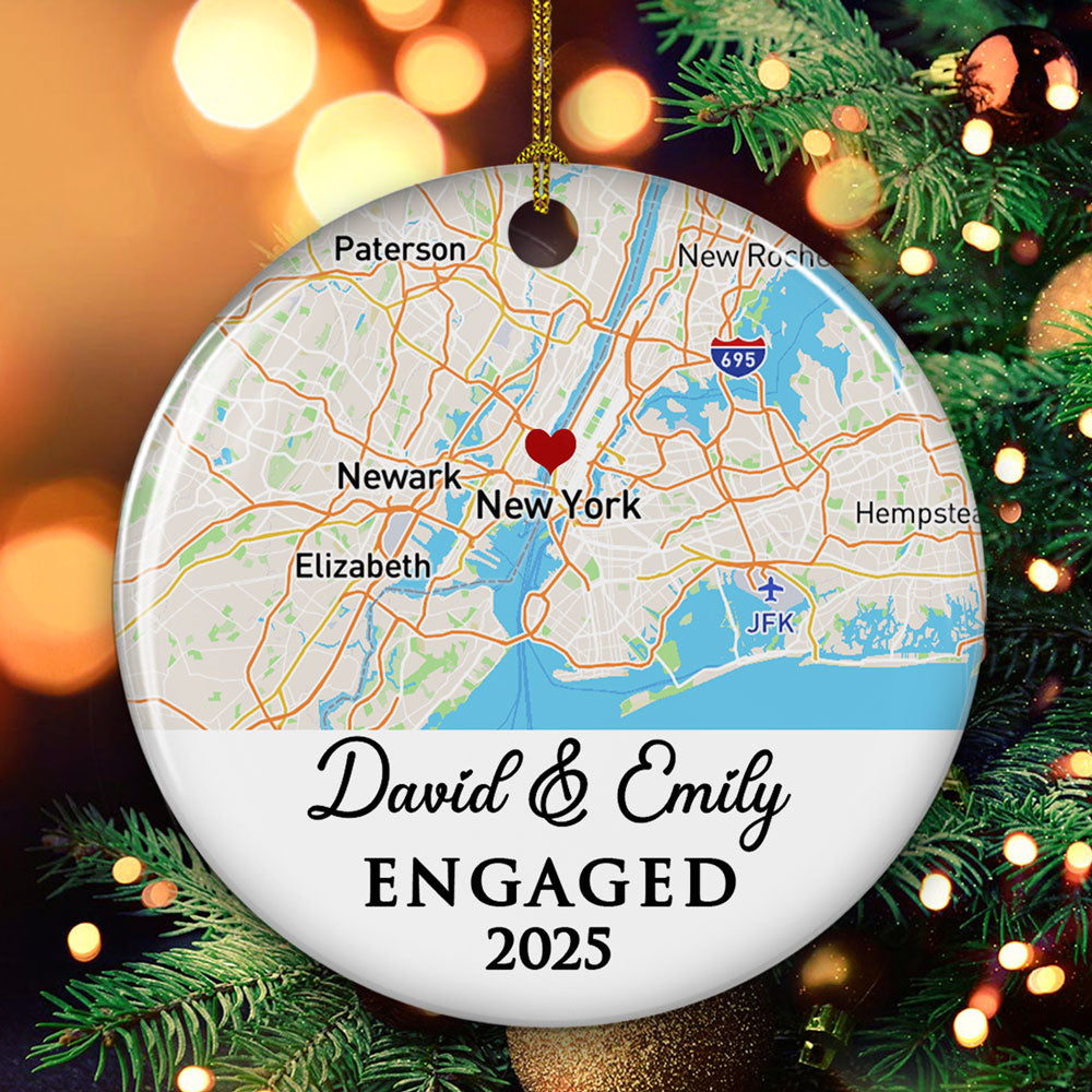 Custom First Christmas Ornament Married, Gift for Newlyweds •  First Year - Personalized Ceramic Ornament