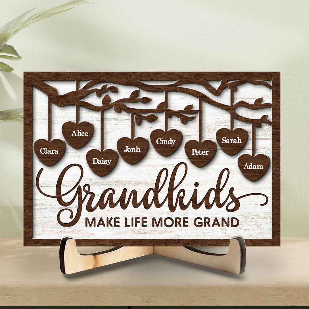 Custom Family Decor, Christmas Birthday Family Keepsake • I Love My Grandkids - Personalized Wooden Plaque