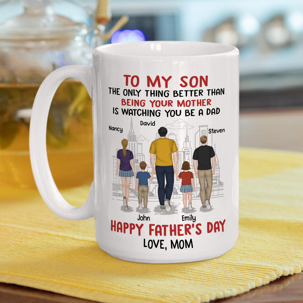 Custom Christmas & Birthday Keepsake Gift • Happy Fathers Day To My Son - Personalized Coffee Mug
