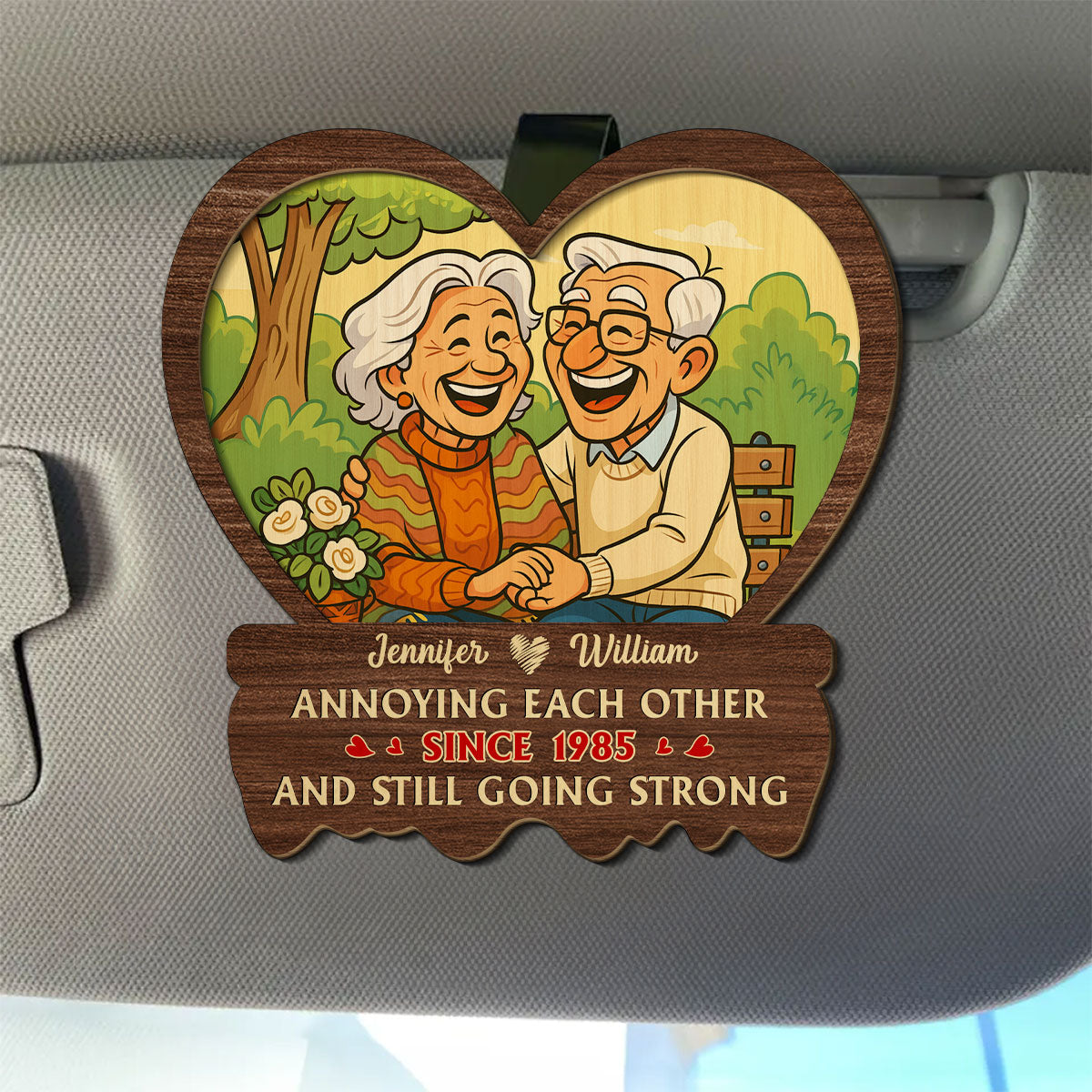Husband And Wife Still Going Strong - Personalized Car Visor Clip