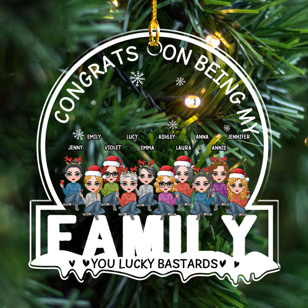 Custom Sister Christmas Ornament •  You Lucky - Personalized Acrylic Ornament