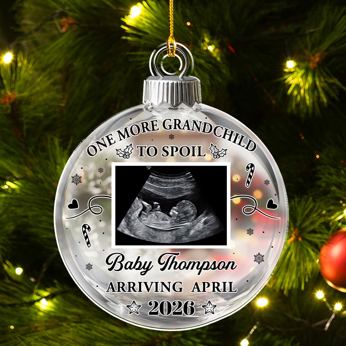 Custom Photo Baby First Christmas Ornament for New Parents • Grandchild To Spoil - Personalized Acrylic Ornament