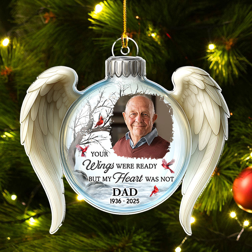 Custom Photo Memorial Christmas Ornament, Sympathy Keepsake • Your Love Still Lives Here - Personalized Acrylic Ornament