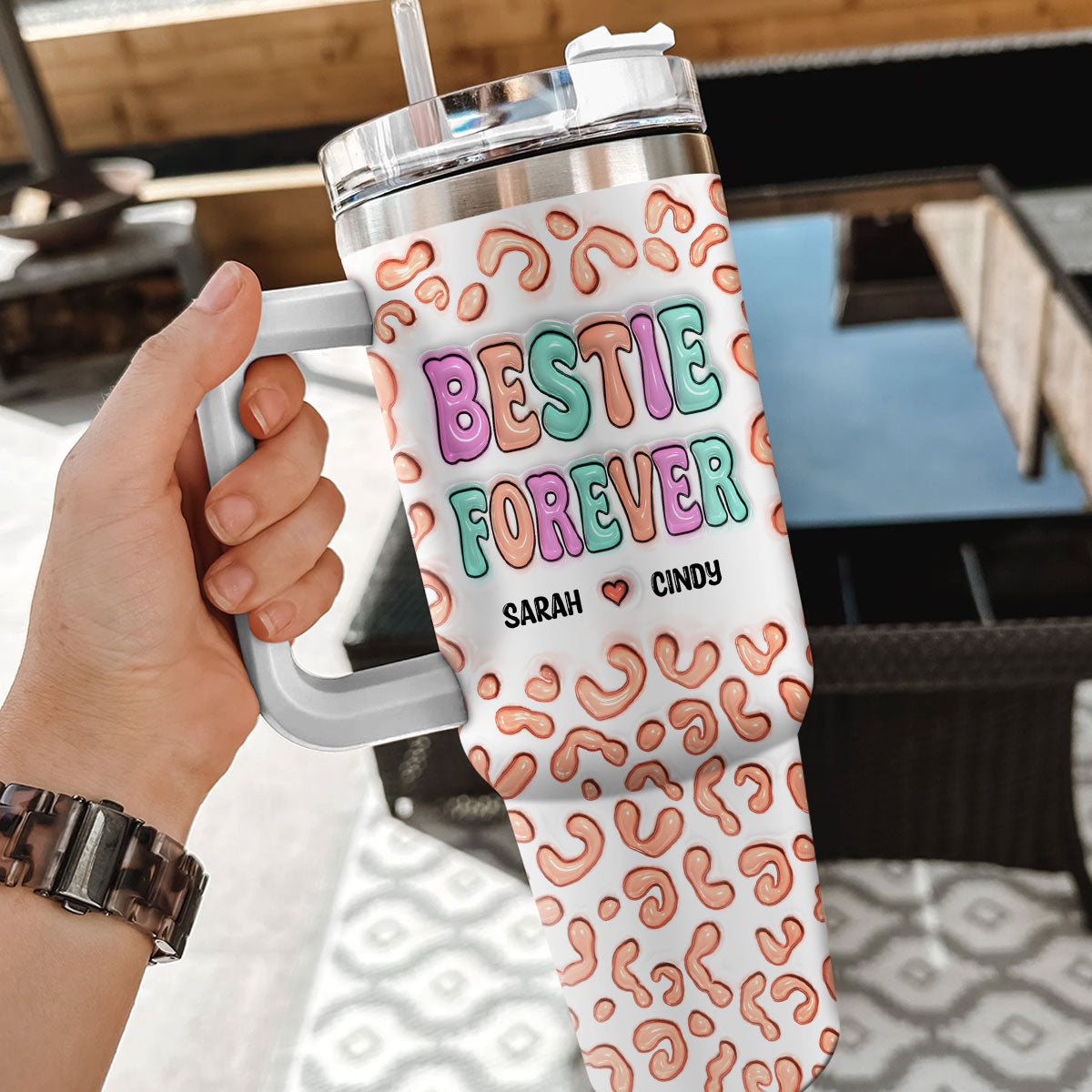 Besties For The Resties - Personalized 3D Inflated Effect Printed 40 Oz Tumbler