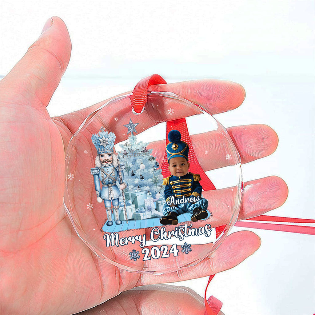 Custom Photo Baby First Christmas Ornament for New Parents • Photo 1st Christmas - Personalized Glass Ornament