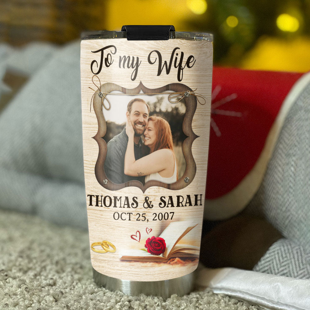 Custom Christmas Anniversary Gifts For Wife • Our Hearts Are One - Personalized Tumbler