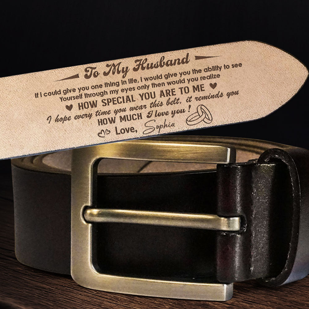 How Much I Love You - Personalized Engraved Leather Belt