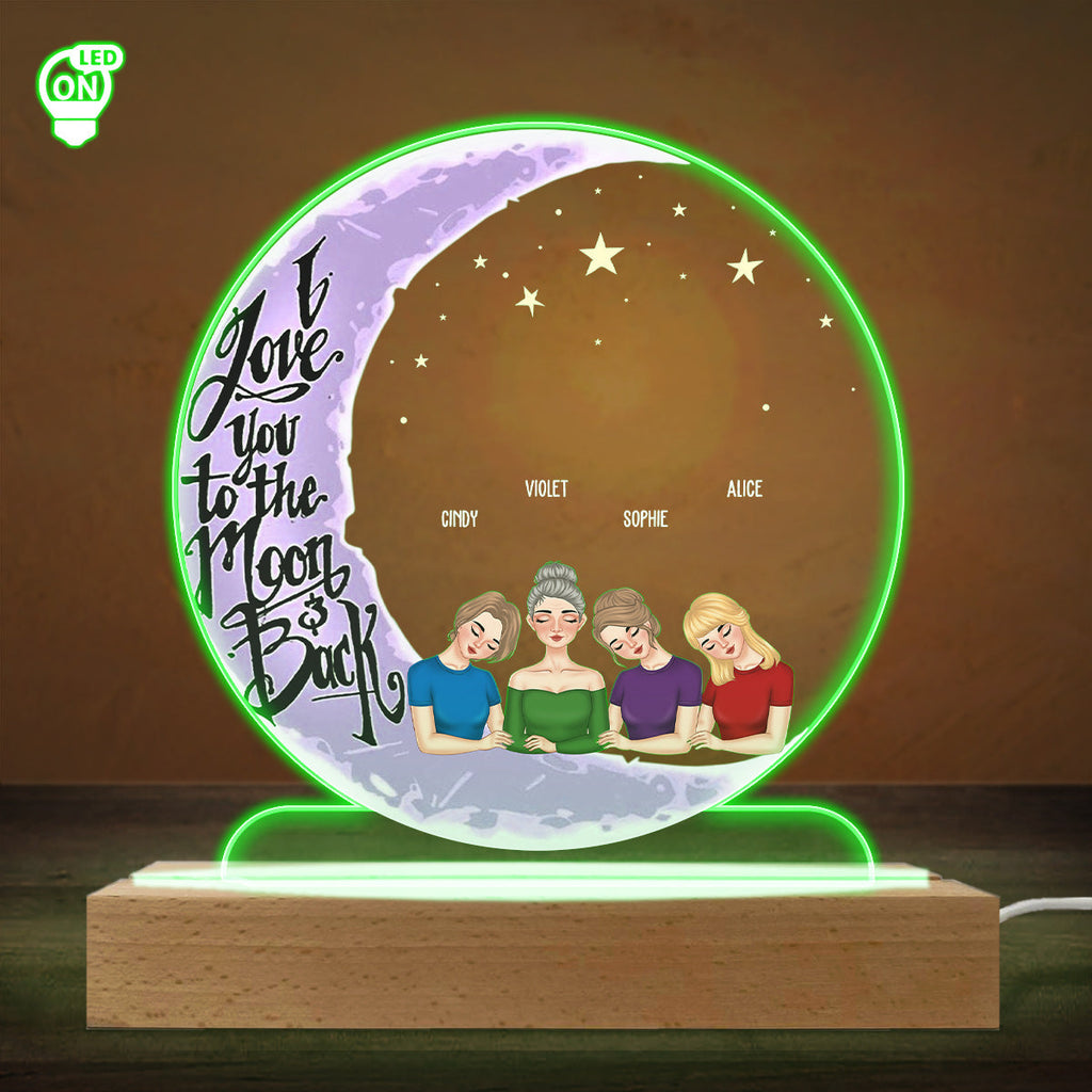 Custom Gift for Mom Grandma, Mother's Day Birthday • Love Mom To The Moon And Back - Personalized LED Light