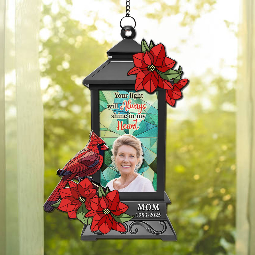 Custom Photo Memorial Hanging Decor, Remembrance Keepsake • A Light Remains - Personalized Suncatcher
