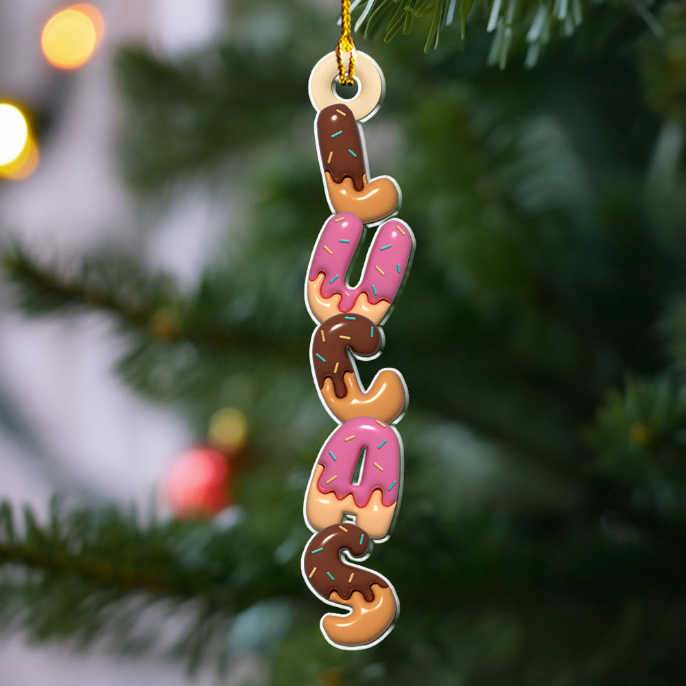 Custom Donut Letter Christmas Ornament & Stocking Tag with Name • Donut Letter - Personalized Acrylic Ornament