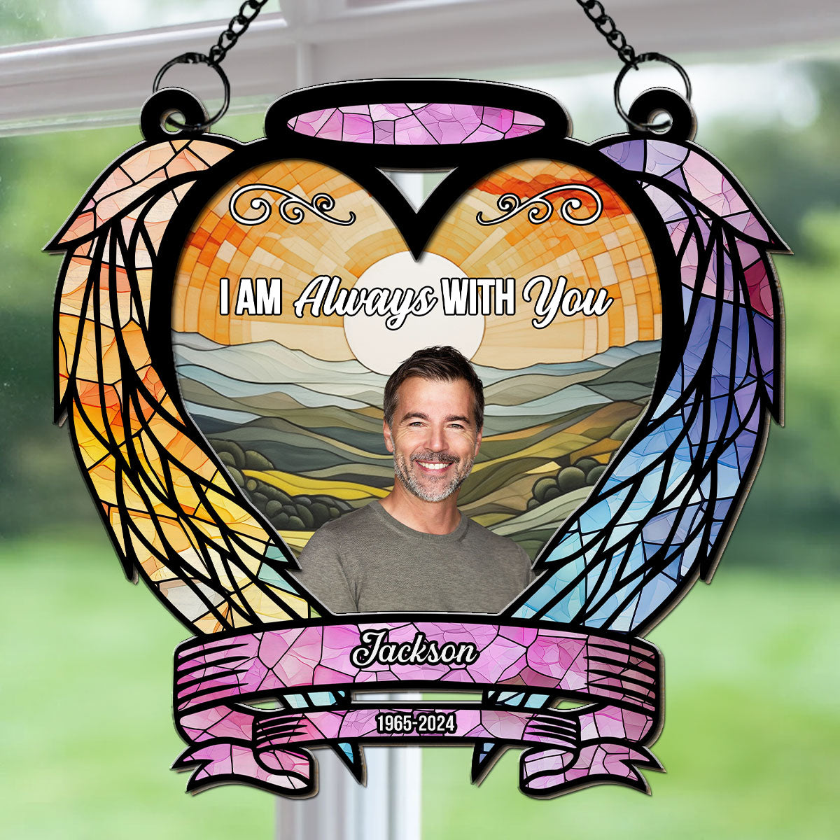 Custom Photo Memorial Hanging Decor, Remembrance Keepsake • Photo Always On Our Minds - Personalized Suncatcher