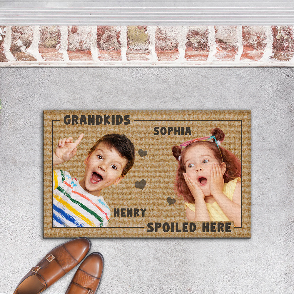 Grandkids Spoiled Here Photo - Personalized Doormat