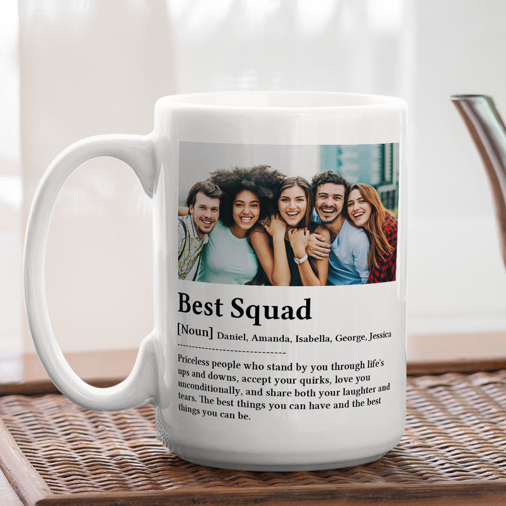 Custom Photo Best Friend, Christmas & Birthday Friendship Keepsake Gift • Best Squad - Personalized Coffee Mug