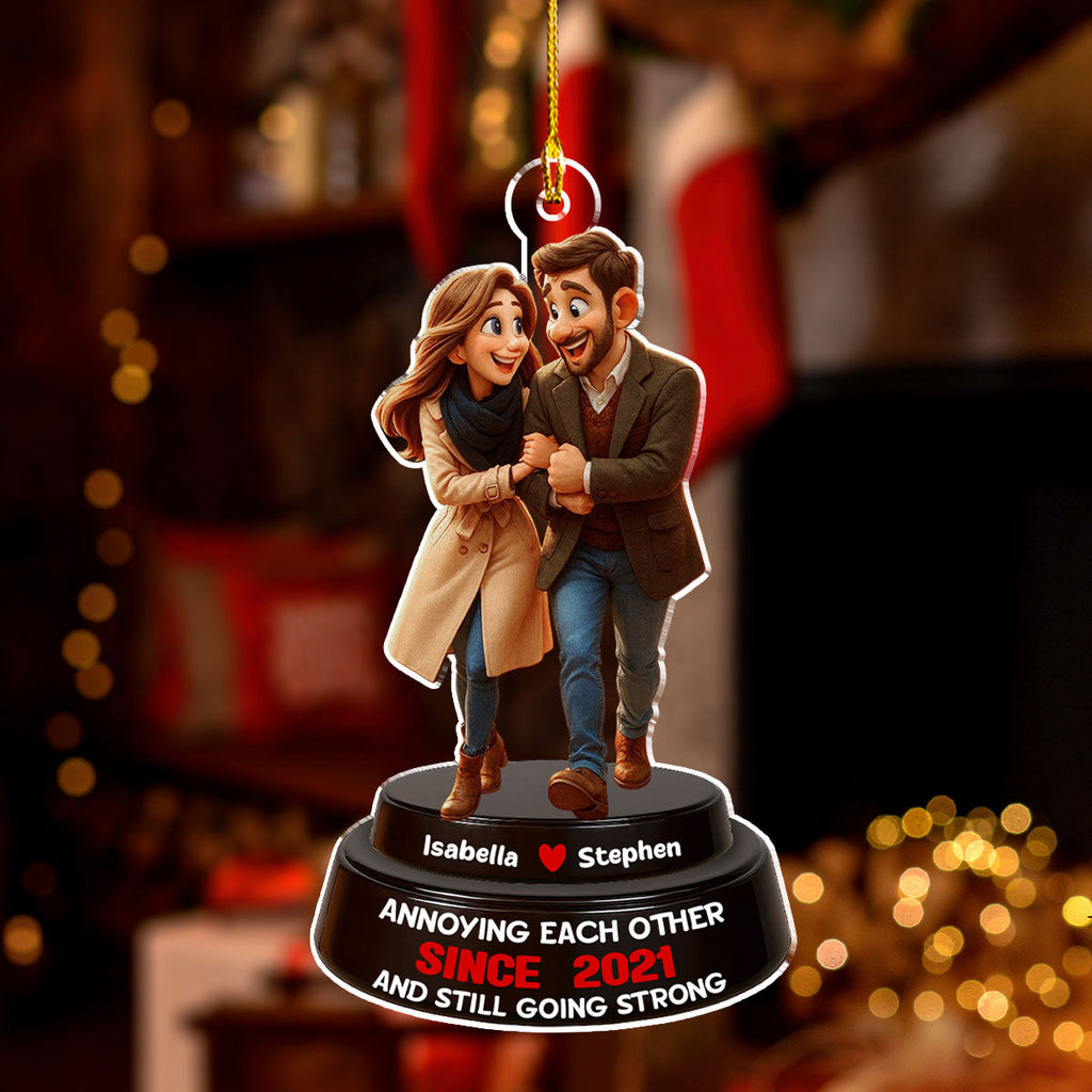 Custom Photo Couple Christmas Ornament, Anniversary Gift • Forever Us - Personalized Acrylic Ornament