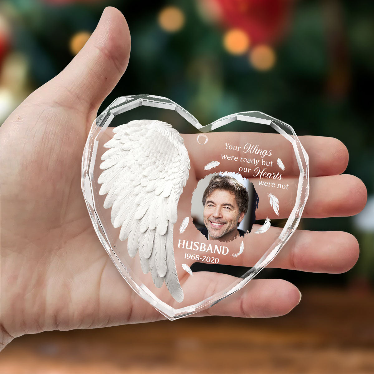 Custom Photo Memorial Christmas Ornament, Sympathy Keepsake • Angel In Heaven - Personalized Glass Ornament