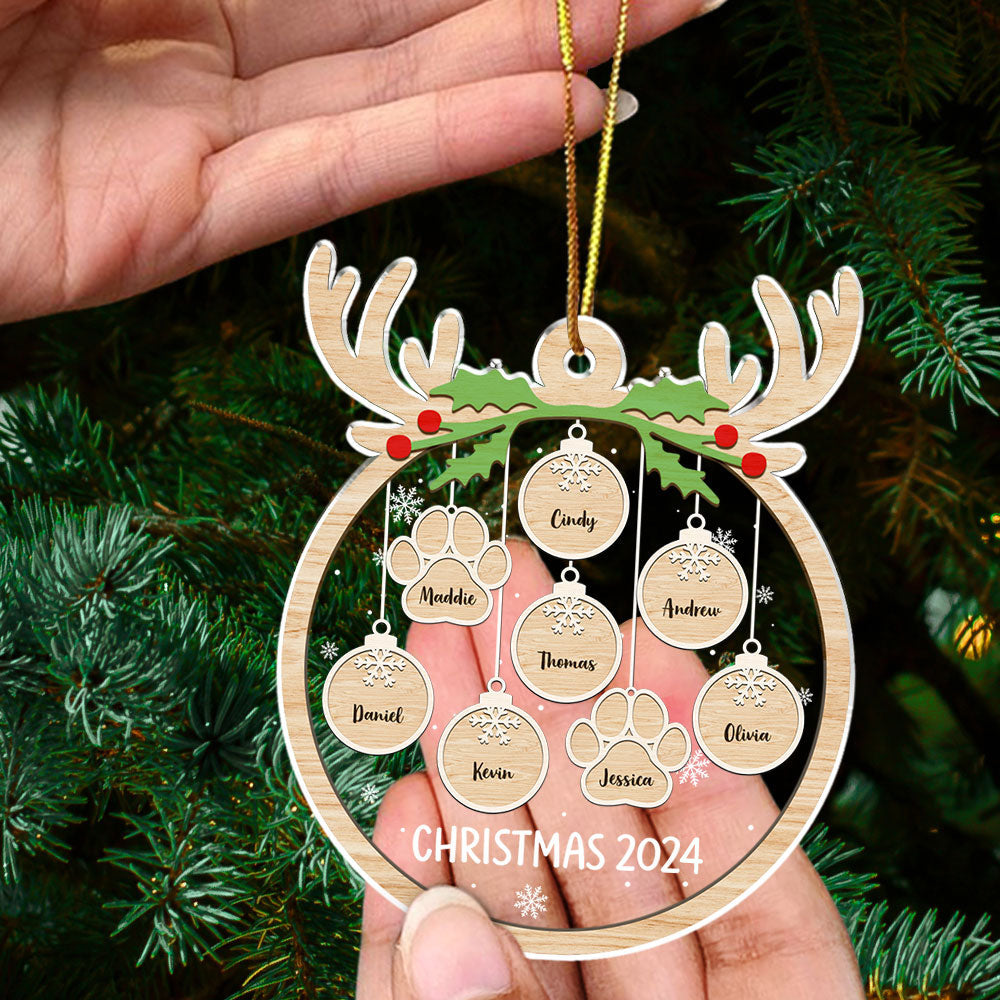 Custom Family Ornament, Christmas Gift for Family Members •  Paw Charm - Personalized Acrylic Ornament