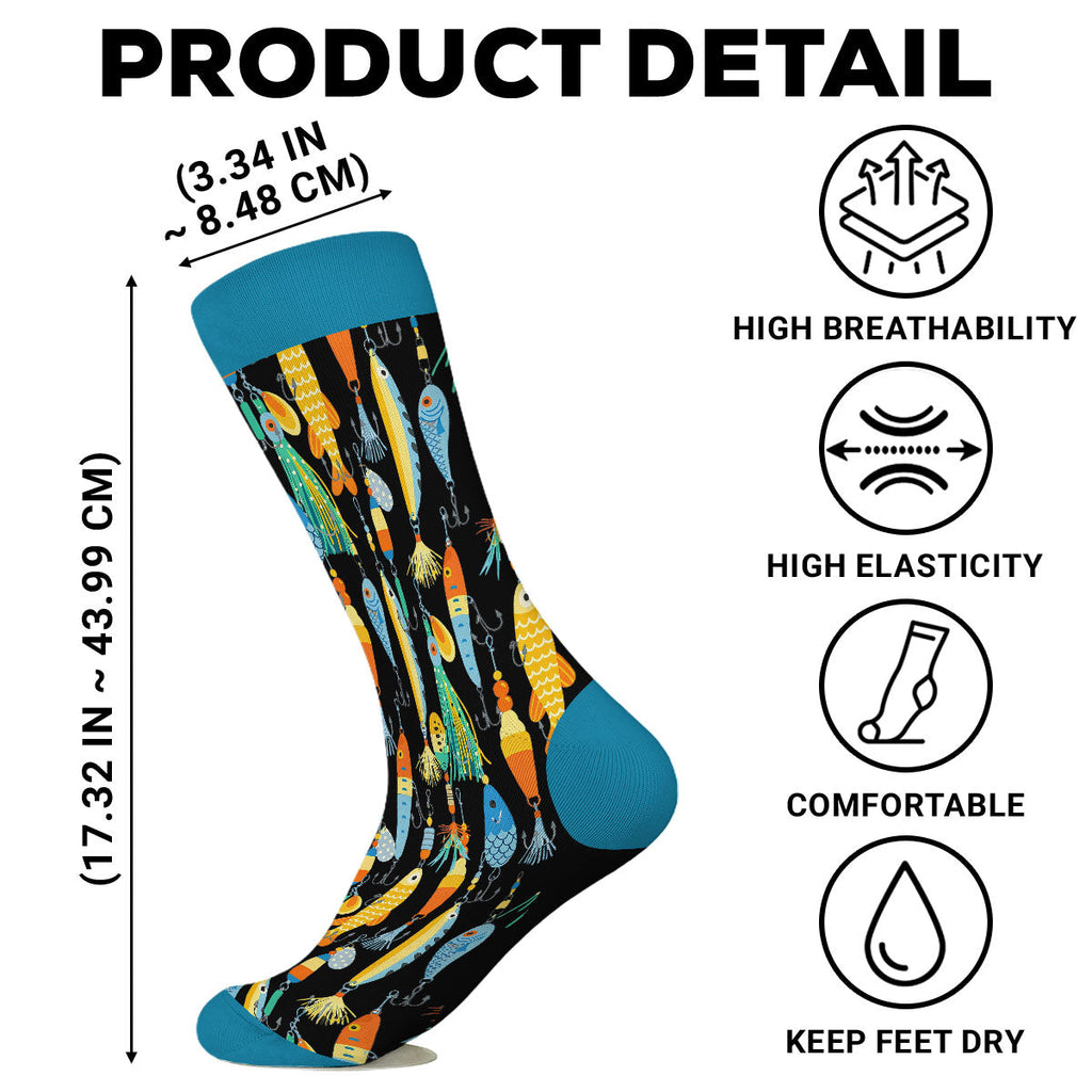 Custom Photo Fishing Lover Gift, Outdoor Footwear For Fishermen • Chasing Tail - Personalized Crew Socks