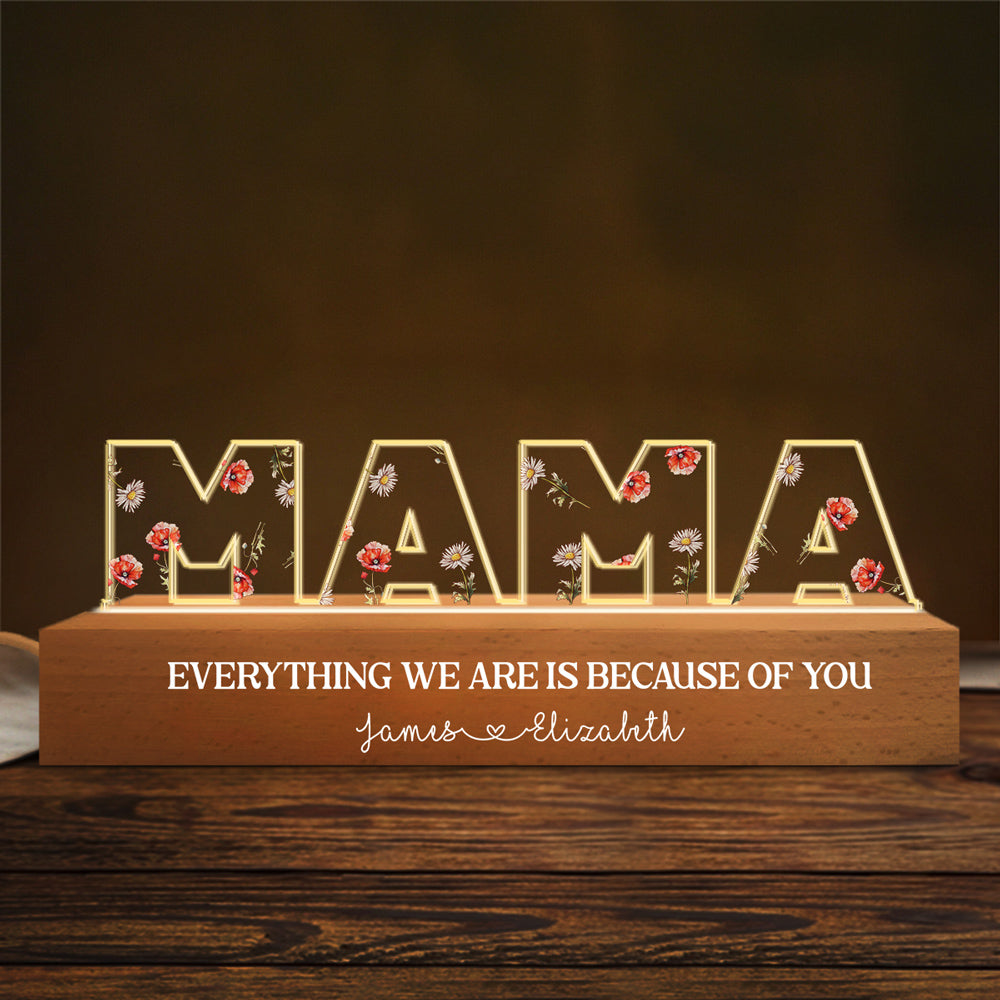 Custom Gift for Mom Grandma, Mother's Day Birthday • Mommy We Love You - Personalized Acrylic Letters 3D LED Night Light