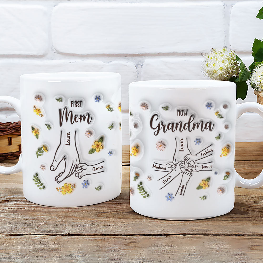 Custom Christmas & Birthday Gift for Mom • First Mom Now Grandma - Personalized 3D Inflated Effect Mug