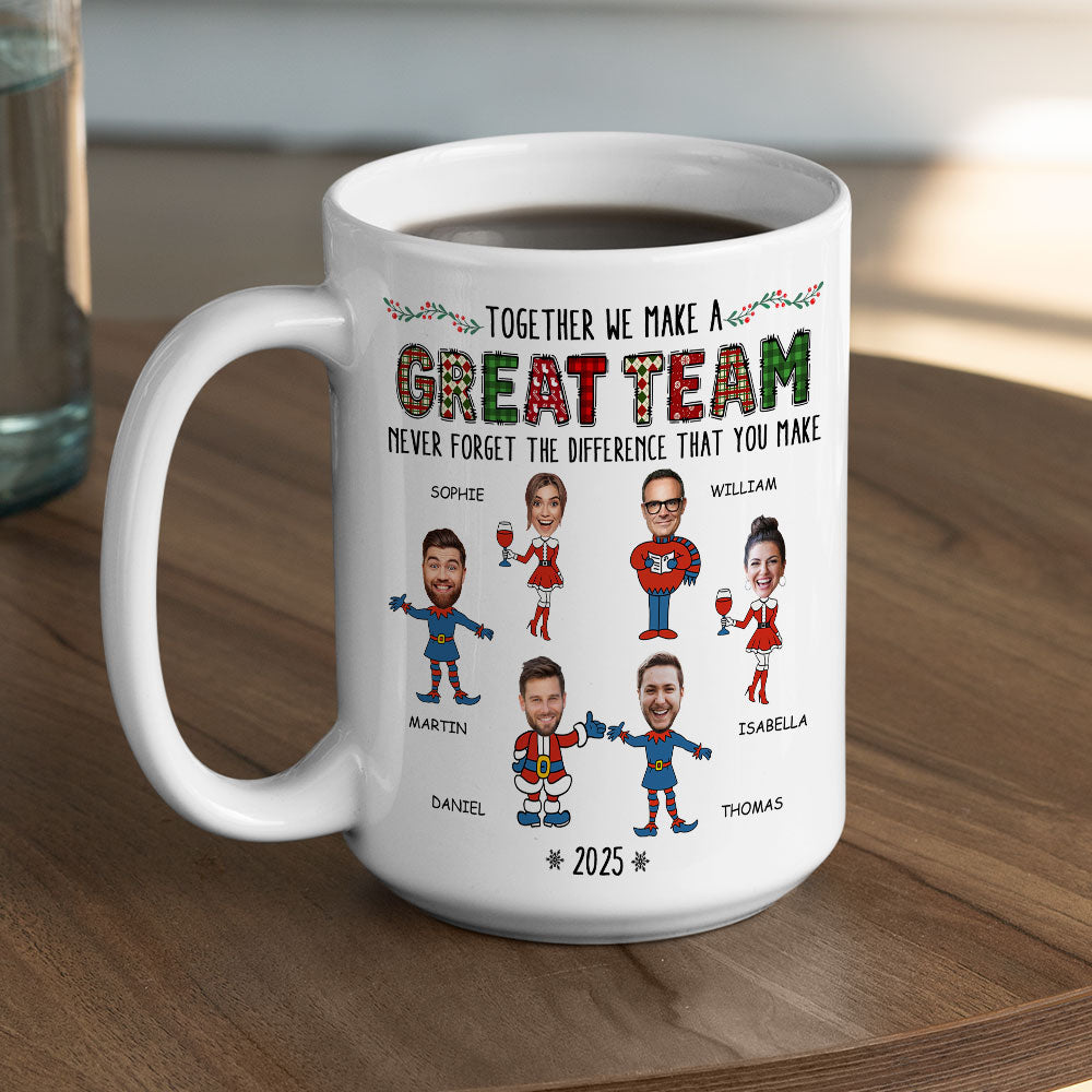 Custom Photo Coworker, Christmas & Birthday Team Appreciation Gift • Santa Dream Team - Personalized Coffee Mug