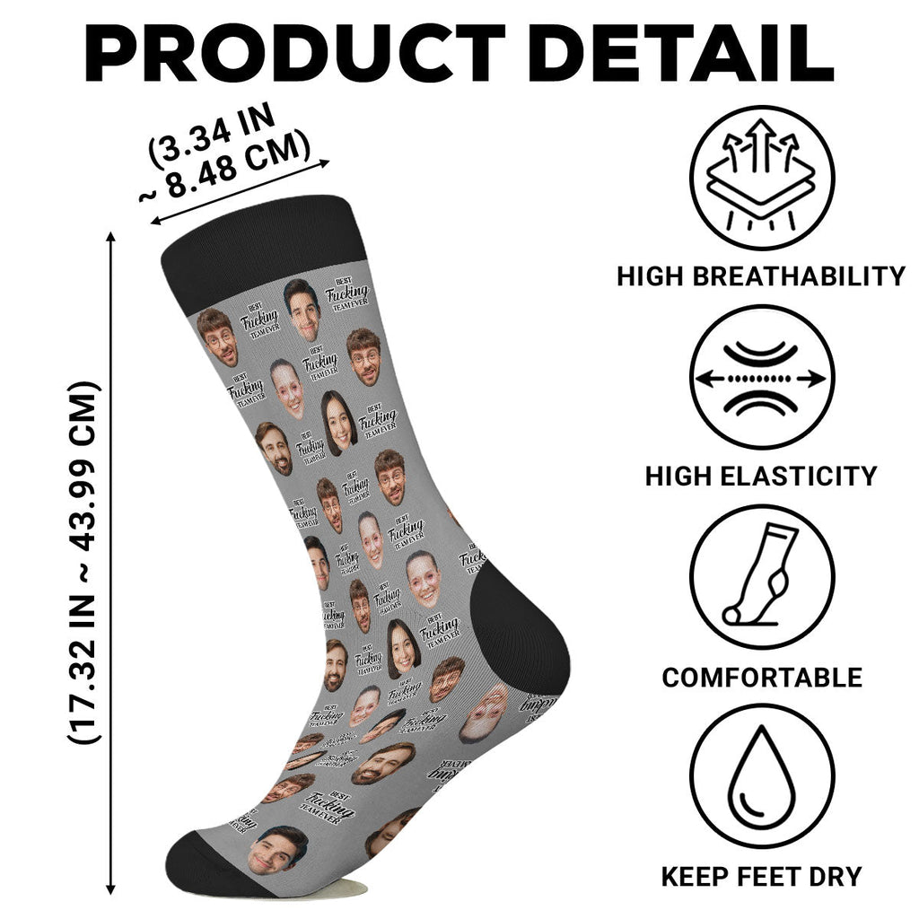 Custom Photo Funny Footwear, Christmas Birthday Gift For Coworkers • Best F Team Ever - Personalized Crew Socks