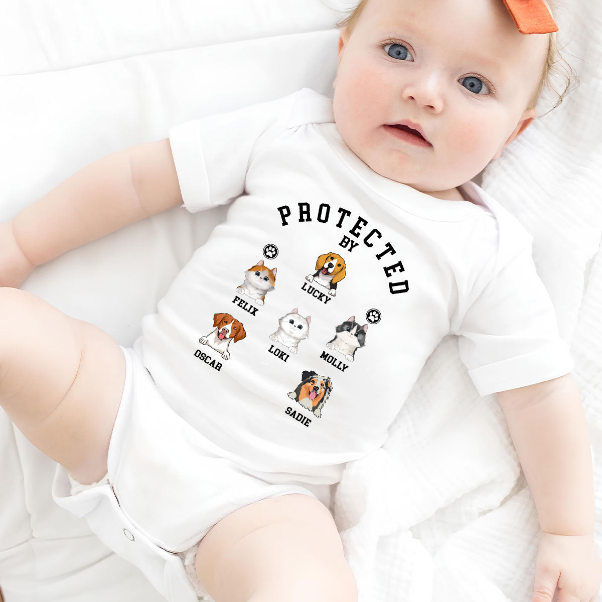 Protected By Pets - Personalized Baby Onesie