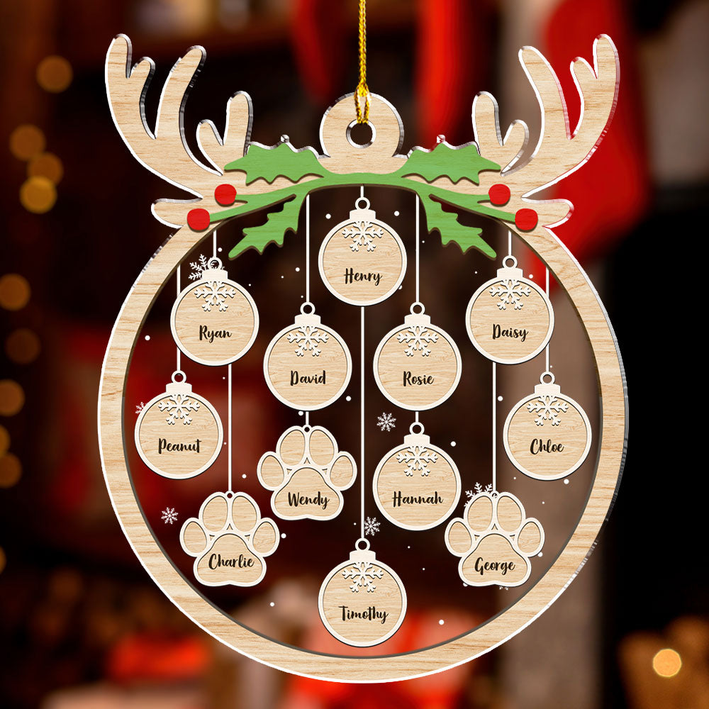 Custom Family Ornament, Christmas Gift for Family Members •  Paw Charm - Personalized Acrylic Ornament