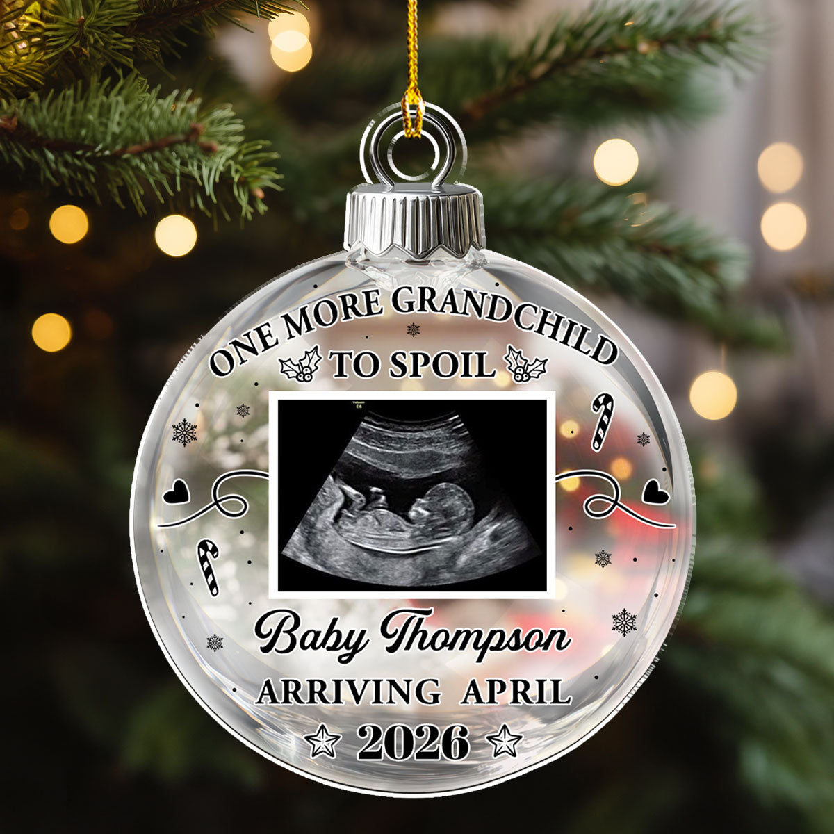 Custom Photo Baby First Christmas Ornament for New Parents • Grandchild To Spoil - Personalized Acrylic Ornament