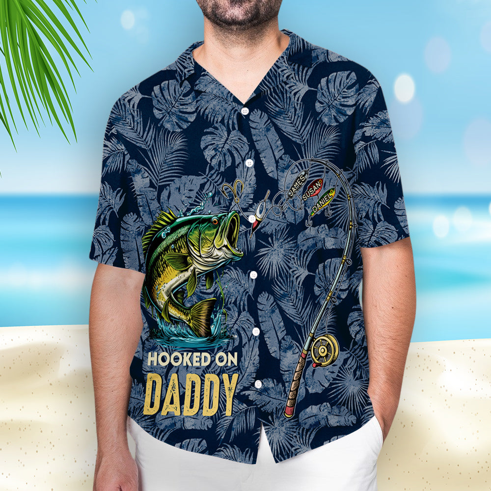 Hooked on Daddy - Personalized Hawaiian Shirt