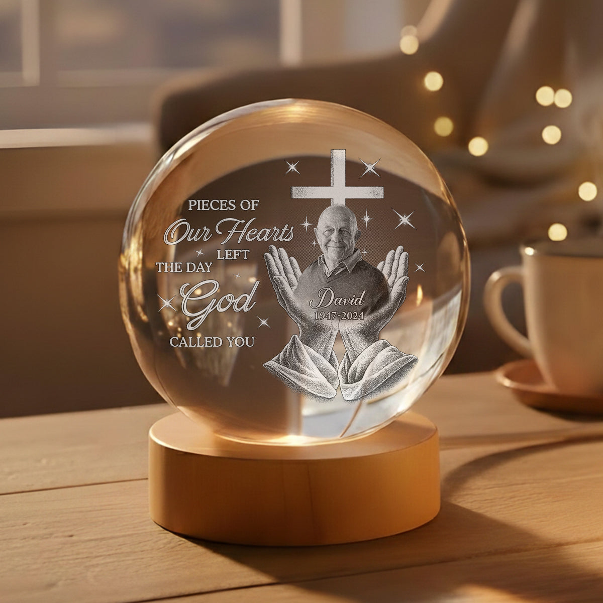The Day He Called - Personalized Crystal Globe Lamp