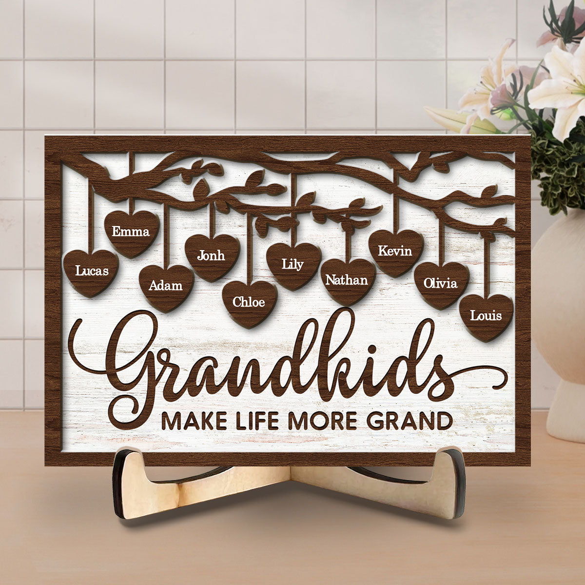 Custom Family Decor, Christmas Birthday Family Keepsake • I Love My Grandkids - Personalized Wooden Plaque