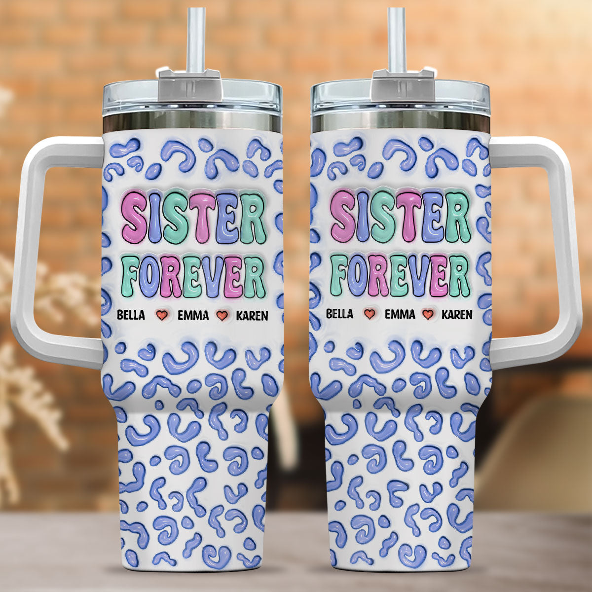 Besties For The Resties - Personalized 3D Inflated Effect Printed 40 Oz Tumbler