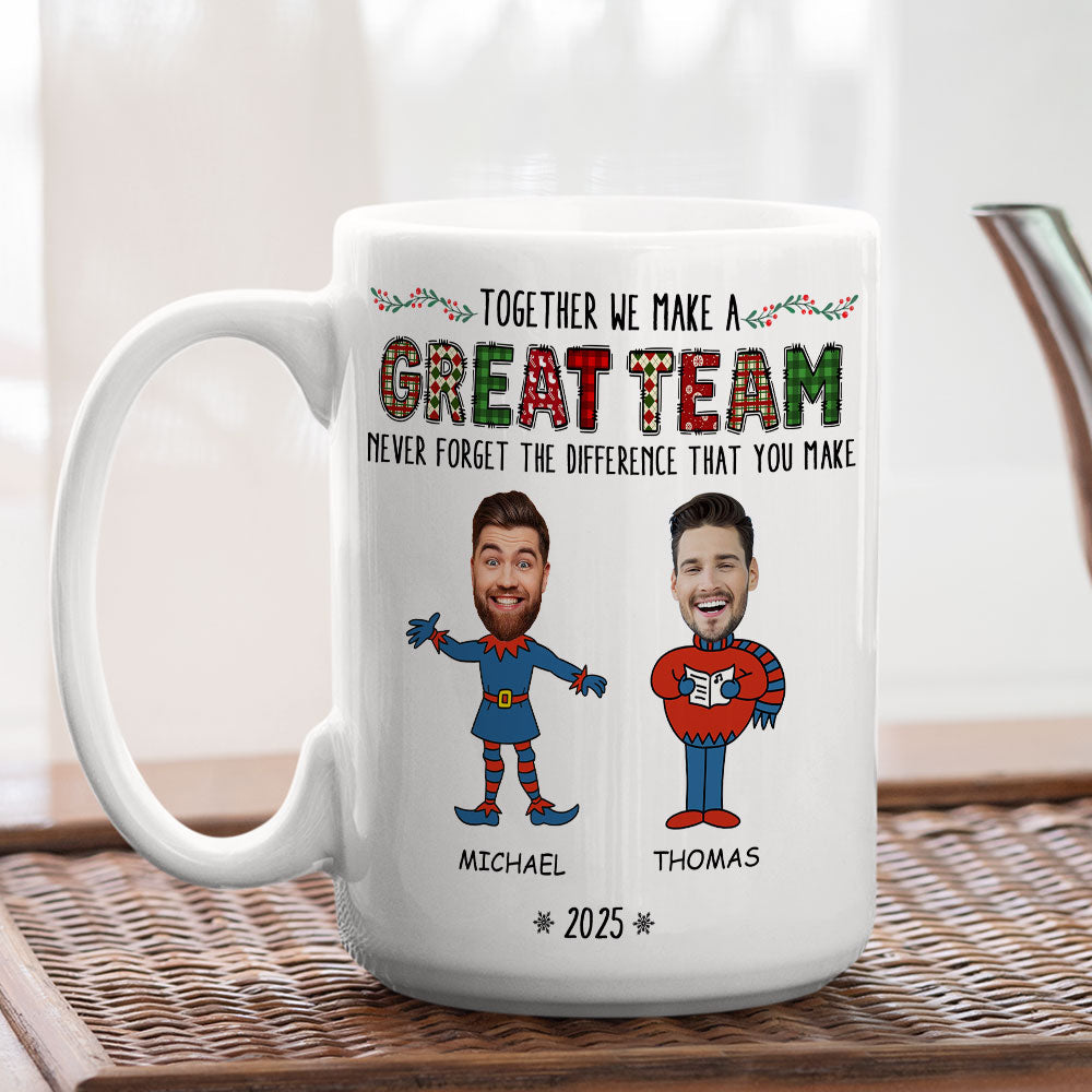 Custom Photo Coworker, Christmas & Birthday Team Appreciation Gift • Santa Dream Team - Personalized Coffee Mug