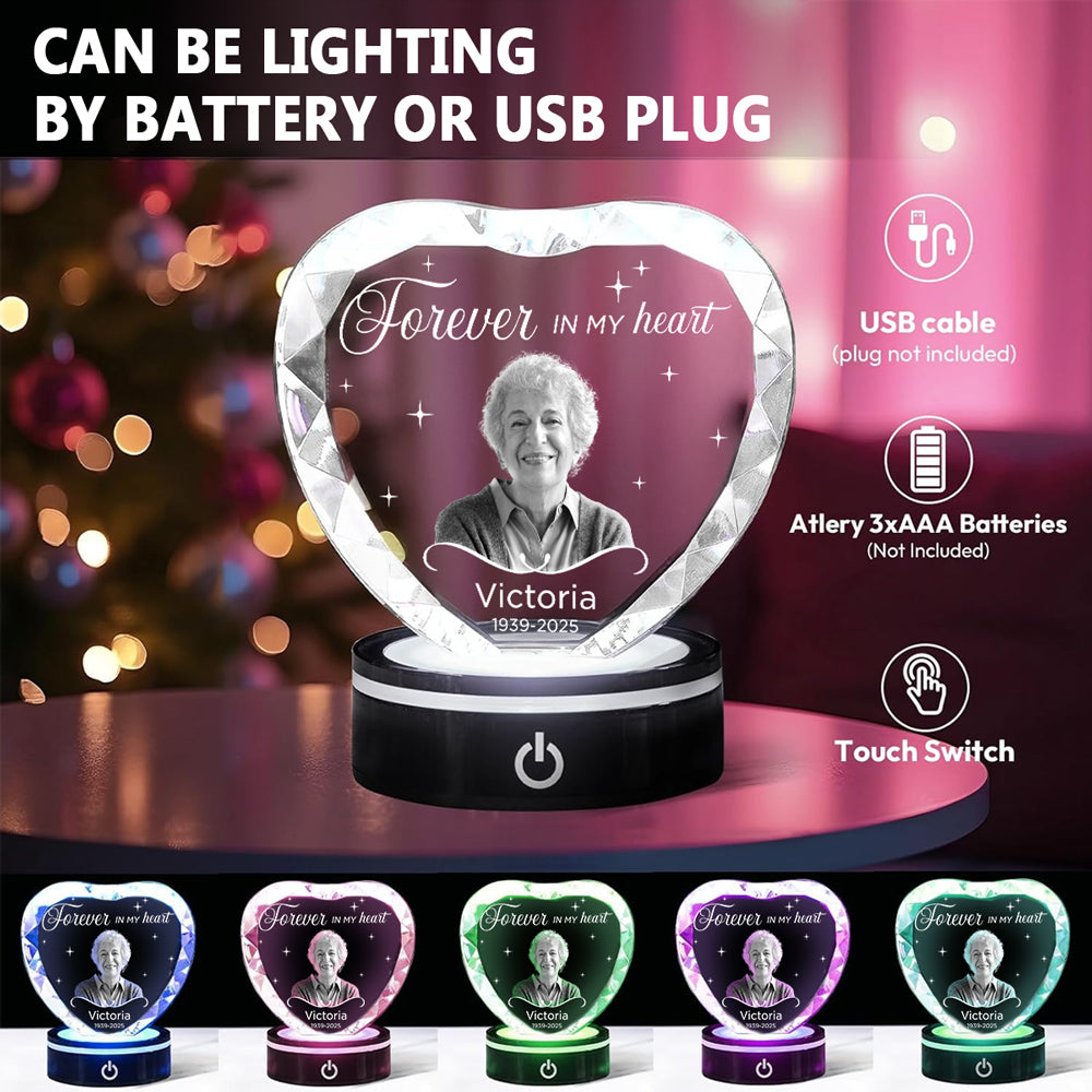 Forever In My Heart - Personalized Crystal Led Light