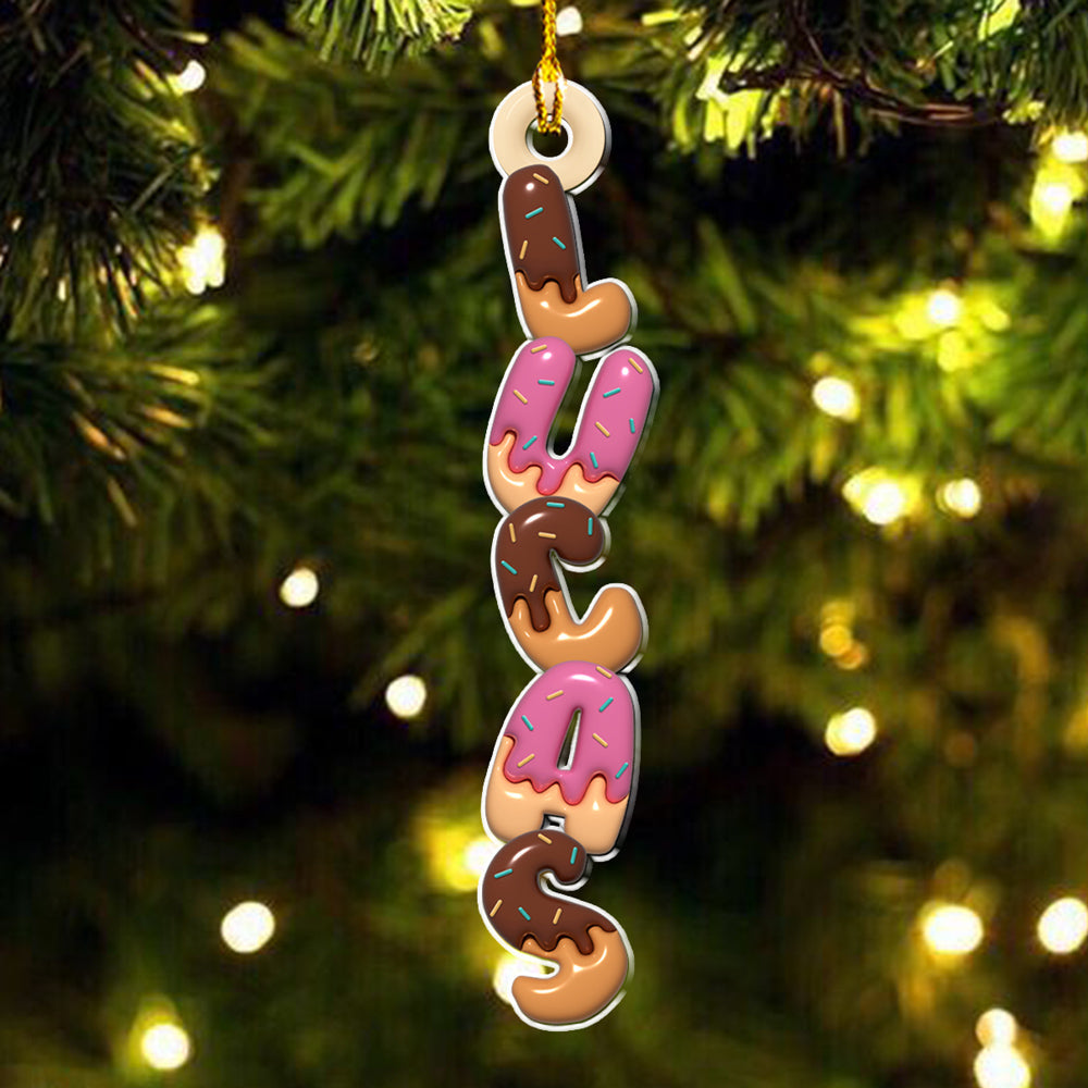 Custom Donut Letter Christmas Ornament & Stocking Tag with Name • Donut Letter - Personalized Acrylic Ornament