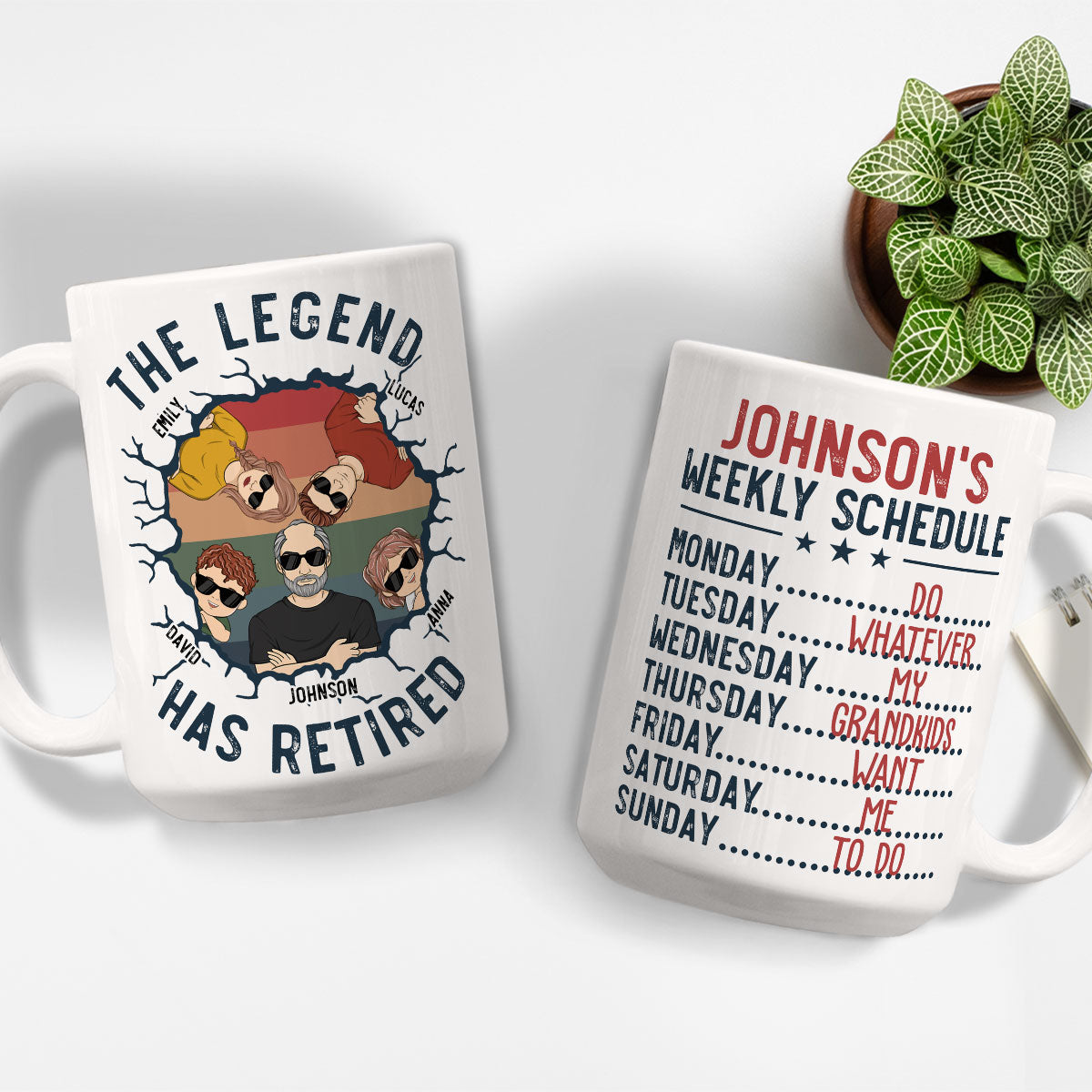 Custom Christmas & Birthday Gift for Dad • Dad Weekly Schedule - Personalized Coffee Mug