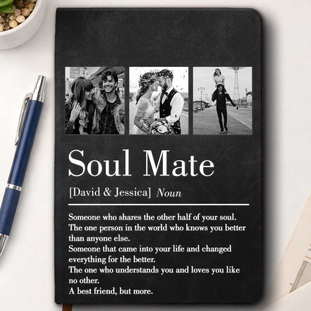 Custom Photo Couples Love Story Book • Soul Mate - Personalized Leather Journal