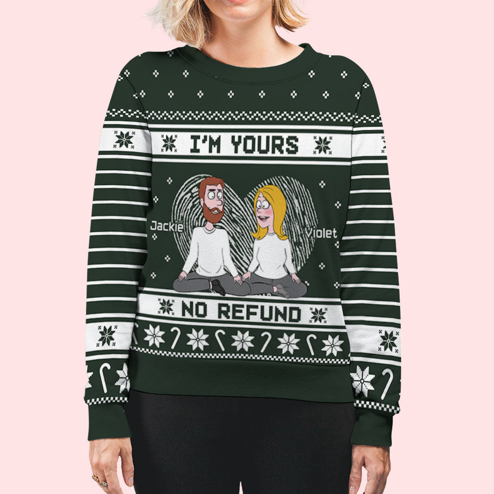 Custom Couple Christmas Sweatshirt, Anniversary Gift • I'm Yours - Personalized All-Over-Print Sweatshirt