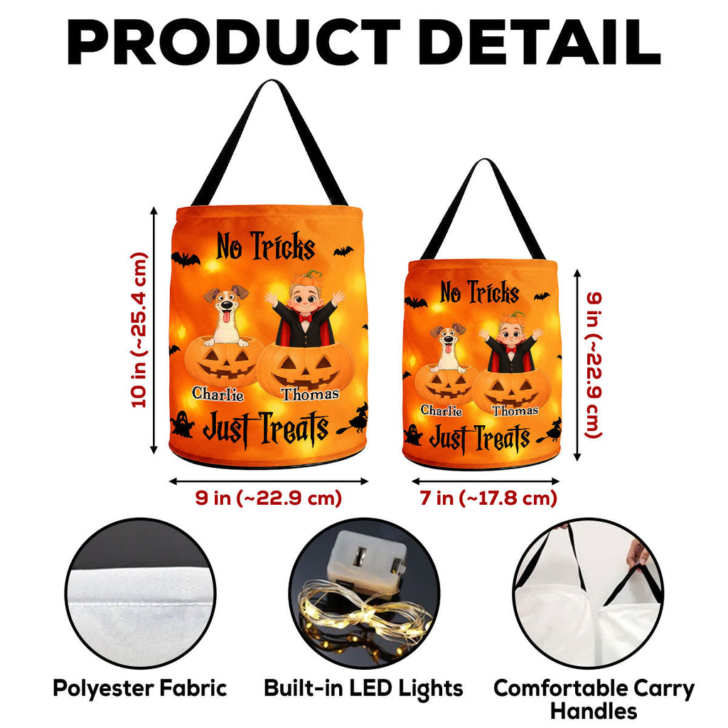 No Tricks Just Treats - Personalized Light Up Basket