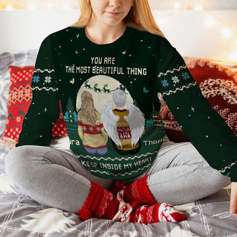 Custom Couple Christmas Sweatshirt, Anniversary Gift • Remembrance - Personalized All-Over-Print Sweatshirt