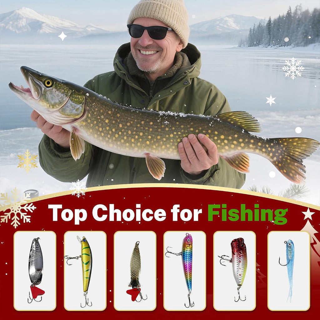 Custom Christmas Advent Calendar 2026 Fishing Lure Set, 24-Day Countdown • Fisherman - Fishing Advent Calendar