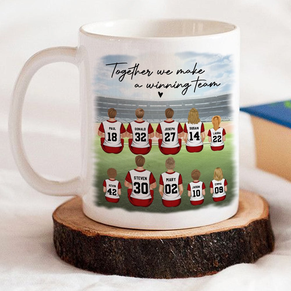 Custom Father's Day, Special Gift for Dad & Grandpa • Daddys Team Basketball Family Sitting - Personalized Coffee Mug