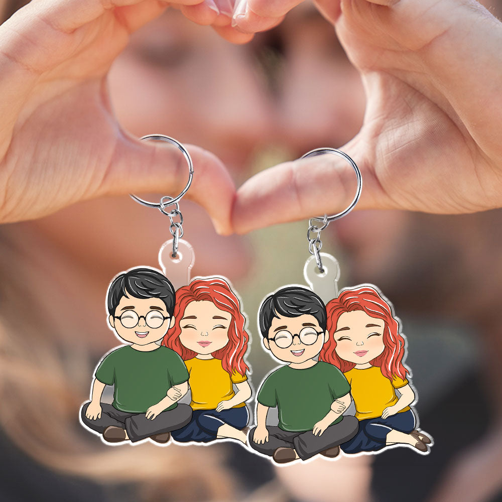 Cartoon Couple - Personalized Acrylic Keychain
